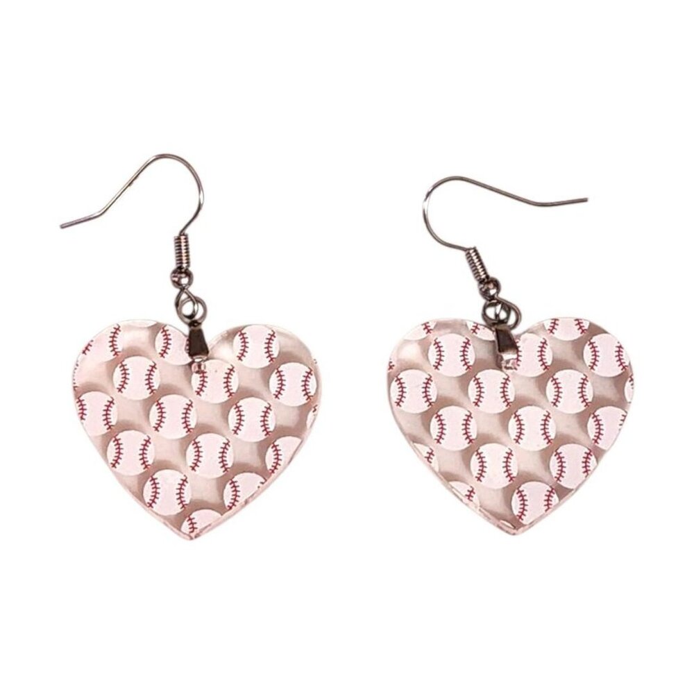 Home Run Hearts – Acrylic Drop Earrings